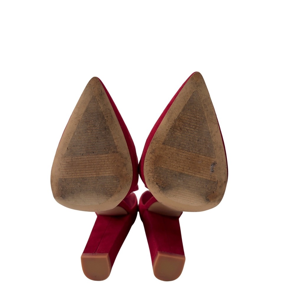 ALDO Women Red Suede Ankle Strap Block Heel Pointed Toe Pumps Size 6 - Picture 13 of 16